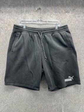 Puma Sweat Shorts Mens XL Black Fleece Athletic Gym Lounge 9 Inseam Logo